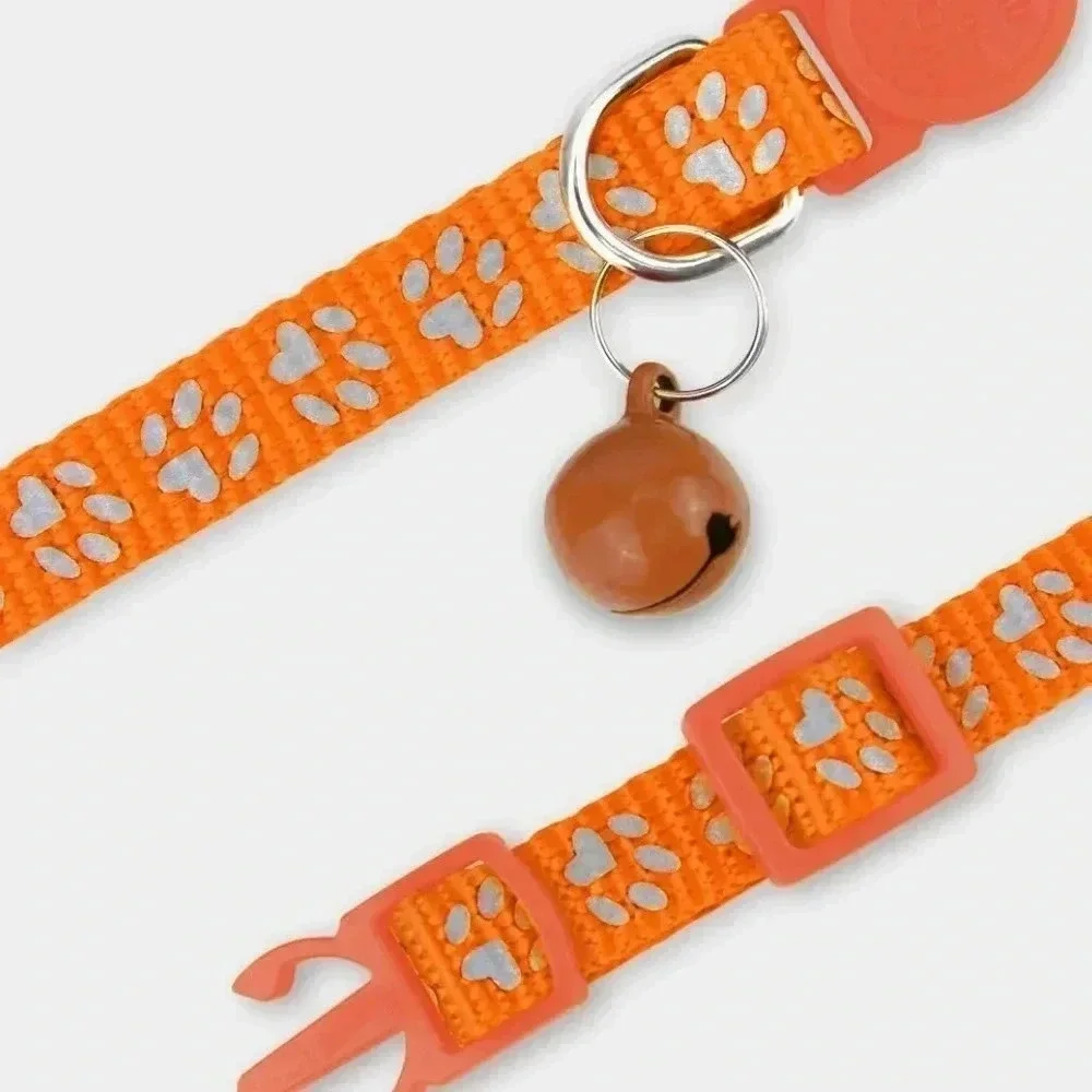 Taglory Reflective Cat Collars with Bell, 6-8” Orange